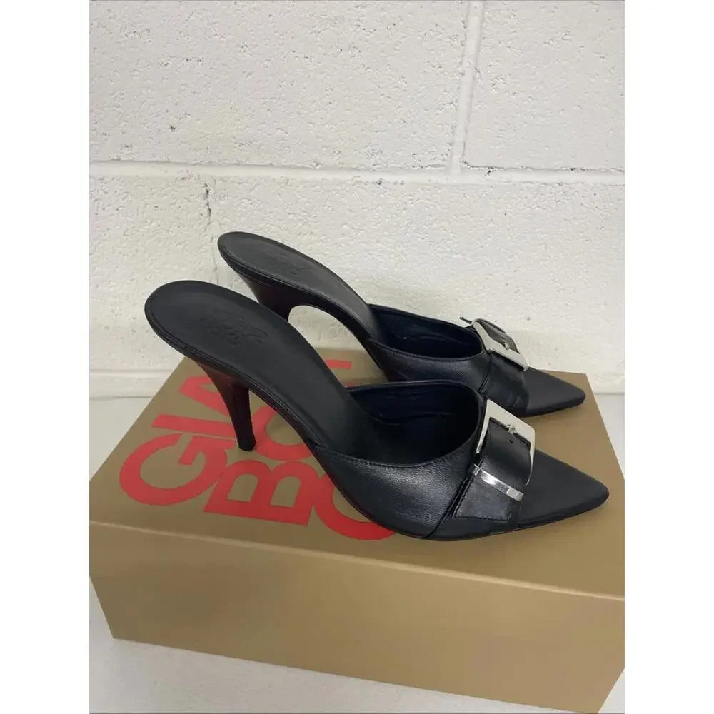 Gia Borghini Dorothy Heels black pointed toe sandal size 39 NIB $470 msrp - Picture 8 of 11